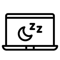 laptop sleep black outline icon
