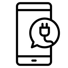 mobile phone charging black outline icon
