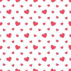 Simple Red Heart Scatter Seamless Vector Repeat Pattern