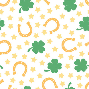 Cute Lucky Scatter Seamless Vector Repeat Pattern