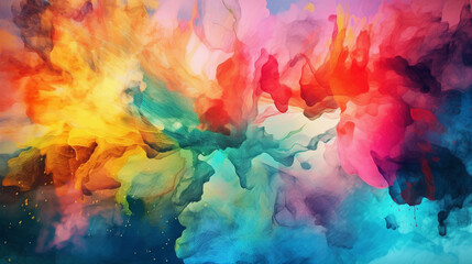 Colorful ink in water on a white background. Abstract background. smoke colors background, Generative Ai