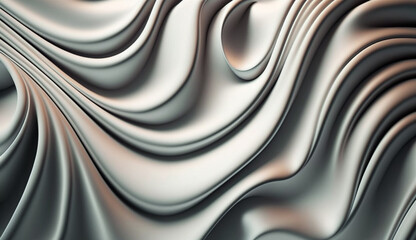 abstract background with smooth wavy lines in gray and white colors, Generative ai