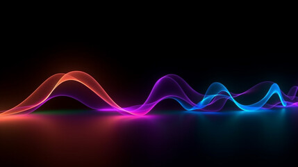 abstract colorful glow lights waves background, generative ai