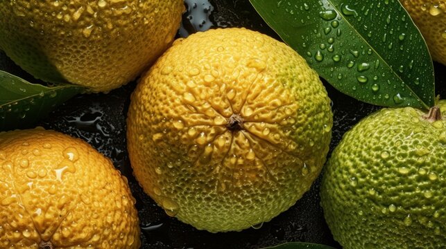 Fresh Organic Ugli Fruit Photorealistic Horizontal Background. Healthy Vegetarian Diet. Ai Generated Hyperrealistic Background with Delicious Juicy Ugli Fruit. Generative AI