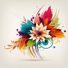 artistic flowers vector with white background- Created with Generative AI Technology