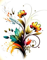 artistic flowers vector with white background- Created with Generative AI Technology