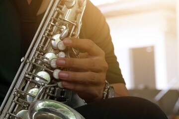 playing the saxophone