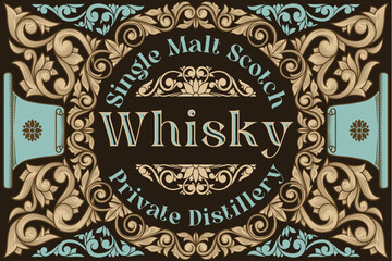 Scotch whisky - ornate vintage decorative label