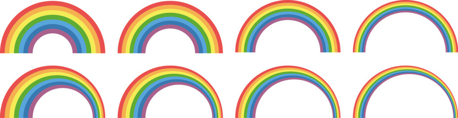 アーチ型の7色の虹のベクターイラストセット
