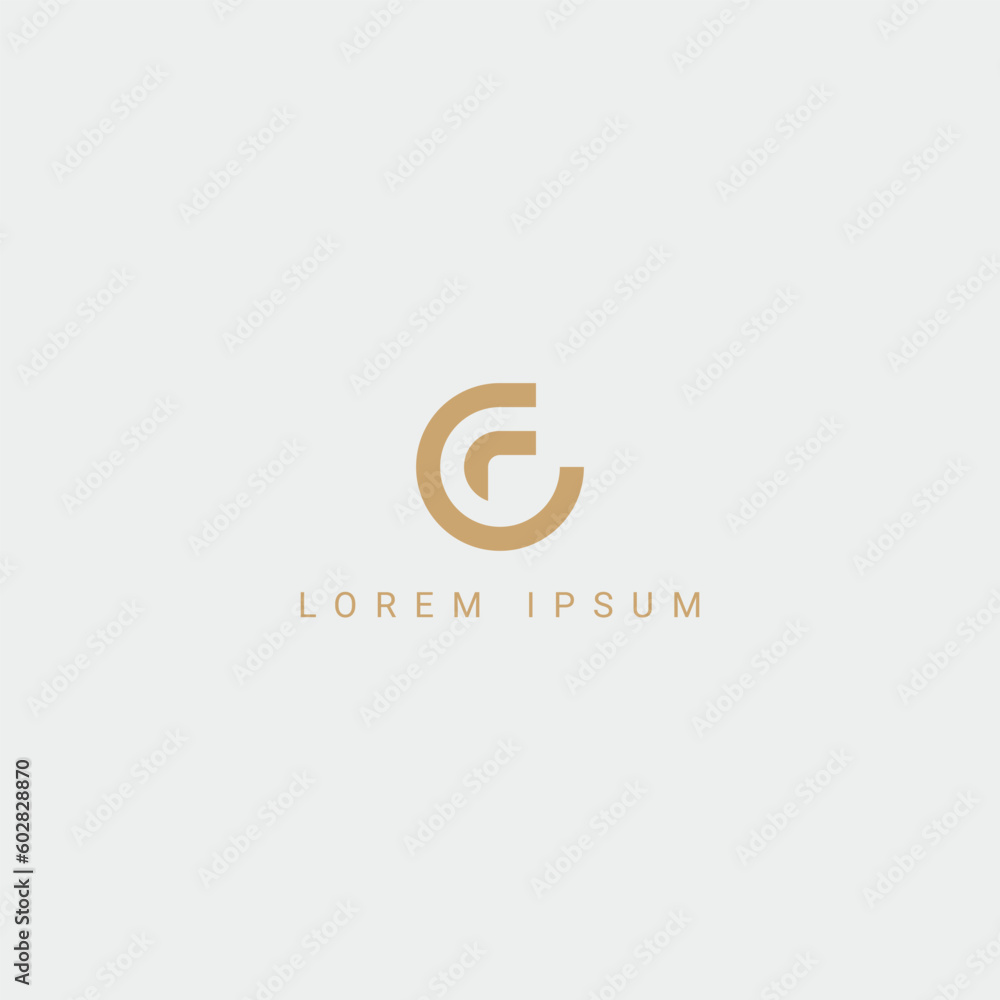 Poster Abstract minimal letter CF FC icon logo vector symbol.