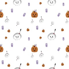 pattern halloween with skull, mummy, pumpkin