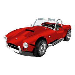 Fototapeta na wymiar Shelby Cobra Vector - Clip Art Sports Car red sports car