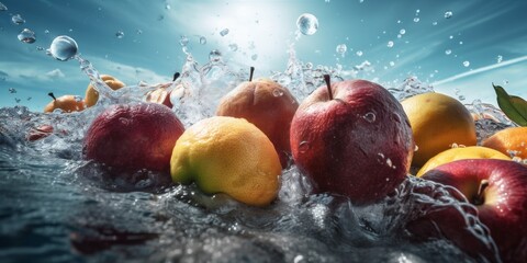 Fototapeta na wymiar healthy vitamin green drop background food water strawberry fresh isolated fruit. Generative AI.