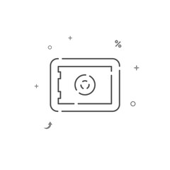 Safe, money storage simple vector line icon. Symbol, pictogram, sign isolated on white background. Editable stroke