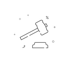 Auction, judge gavel, law simple vector line icon. Symbol, pictogram, sign isolated on white background. Editable stroke