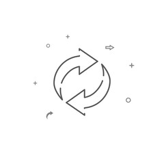 Two circle arrows simple vector line icon. Symbol, pictogram, sign isolated on white background. Editable stroke