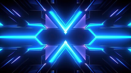 Abstract technology background with blue glowing cubes.Generative Ai