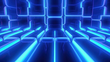 Obraz premium Abstract technology background with blue glowing cubes.Generative Ai