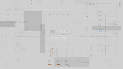Advance data matrix, telemetry and encrypt numbers simulation user interface display in cyber space abstract de-focus environment background