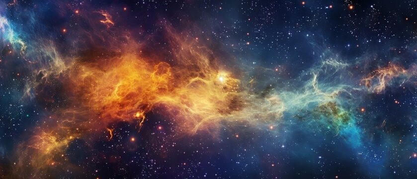 Abstract space background. Beautiful galaxies and stars in outer space.
Created with generative AI technology.