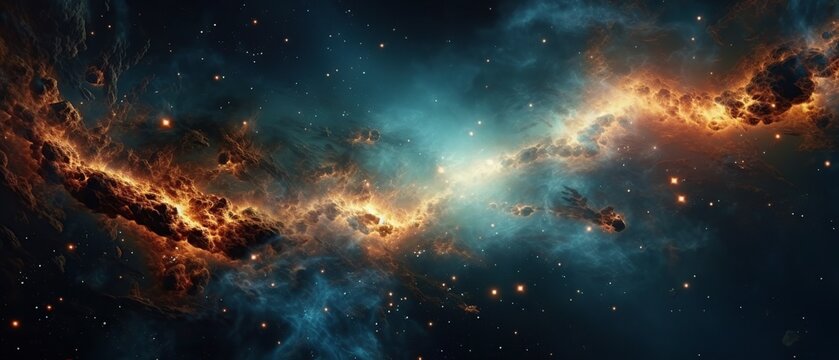 Abstract space background. Beautiful galaxies and stars in outer space.
Created with generative AI technology.