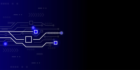 technology modern future background illustration Dark blue background with white  lines. Square, circle and point glow