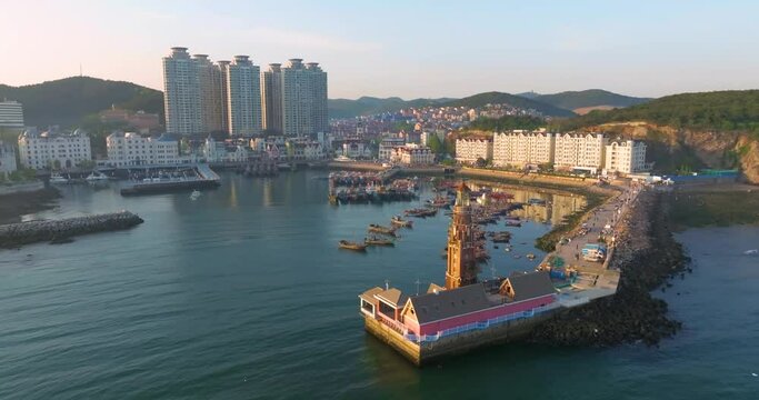 Spring seaside scenery of Binhai Road in Dalian, Liaoning province, China