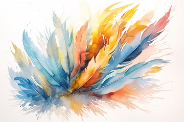 Watercolor, Feather Abstract background, Ai generated