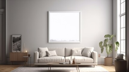 Mockup frame in nomadic boho interior background with rustic decor, 3d render