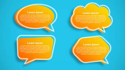 set of 3d speech bubble chat with light stroke