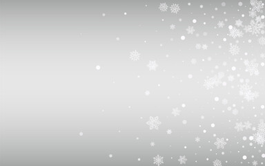 White Snowfall Vector Silver Background. Sky
