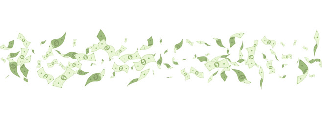 Flow Dollar Vector White Panoramic Background.