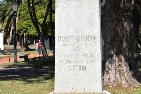 Dante Alighieri bust statue monument in Buenos Aires, Argentina