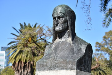 Fototapeta na wymiar Dante Alighieri bust statue monument in Buenos Aires, Argentina
