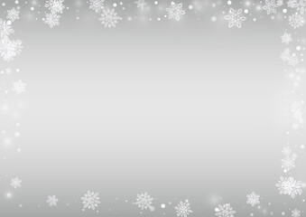 Light Snowflake Vector Silver Background.