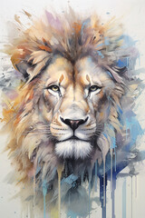 The lion's head, gorgeous fine art portrait. Generated by Ai, is not based on any original image, character or person