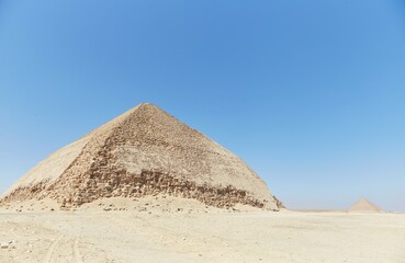 Fototapeta na wymiar The unique Bent Pyramid of Dahshur, Egypt, built by the Pharaoh Sneferu of the Old Kingdom's 4th Dynasty