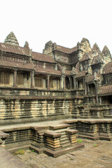 Close up on the backyard of Angkor Wat temple in Siem Reap, Cambodia in a summer day, copy space for text