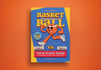 Retro Cartoon Basketball Tournament Layout