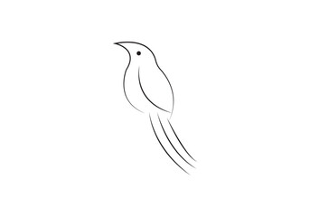 bird leaf logo vector icon line art outline template