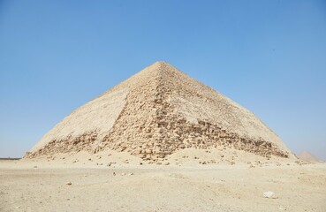 The unique Bent Pyramid of Dahshur, Egypt, built by the Pharaoh Sneferu of the Old Kingdom's 4th...