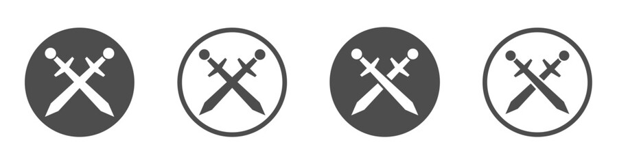  Crossed sword vector icon designs set
