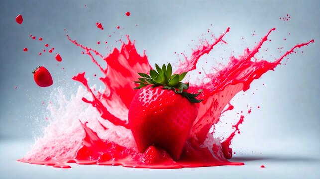 Strawberry juice fresh exploding, Generative AI