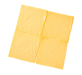 Fototapeta premium Slices of tasty processed cheese on white background