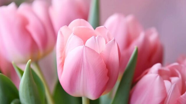 Tulip bouquet, tulips spring flowers macro shot video