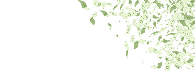 Swirl Money Vector White Panoramic Background.