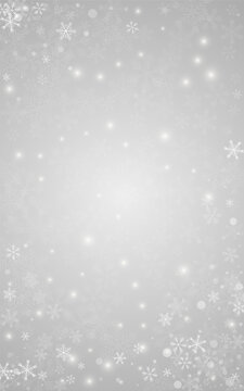 White Snowfall Vector Grey Background. magic