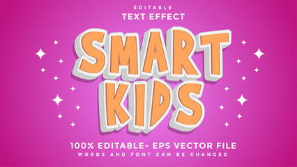 3d Minimal Word Smart kids Editable Text Effect Design Template, Effect Saved In Graphic Style