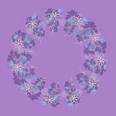 A fancy wreath of many elements created by author's brushes.