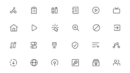 Pixel Perfect. Basic User Interface Essential Set. Line Outline Icons. For App, Web, Print. Editable Stroke. Pixel Stroke Wide with Round Cap and Round Corner